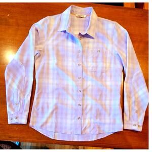 Orvis Purple White Work Flat Creek Button Up Shirt Blouse, New. Woman's Sz S